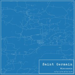 Blueprint US city map of Saint Germain, Wisconsin.