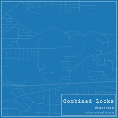 Blueprint US city map of Combined Locks, Wisconsin.