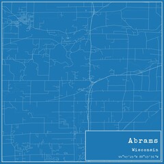 Blueprint US city map of Abrams, Wisconsin.