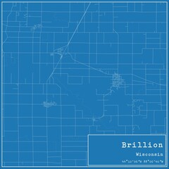 Blueprint US city map of Brillion, Wisconsin.