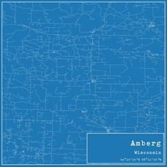 Blueprint US city map of Amberg, Wisconsin.