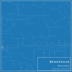 Blueprint US city map of Brantwood, Wisconsin.