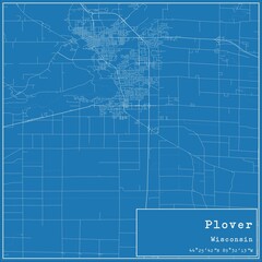 Blueprint US city map of Plover, Wisconsin.