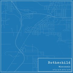 Blueprint US city map of Rothschild, Wisconsin.