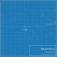 Blueprint US city map of Marathon, Wisconsin.