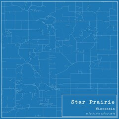 Blueprint US city map of Star Prairie, Wisconsin.