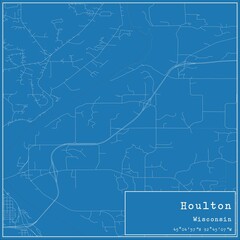 Blueprint US city map of Houlton, Wisconsin.