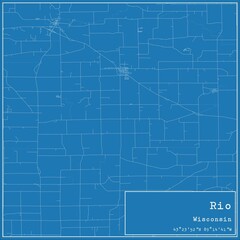 Blueprint US city map of Rio, Wisconsin.