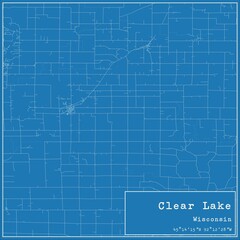 Blueprint US city map of Clear Lake, Wisconsin.