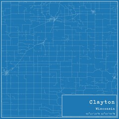 Blueprint US city map of Clayton, Wisconsin.