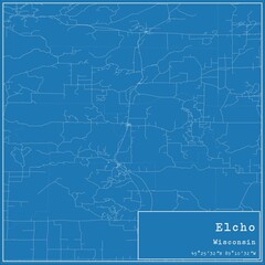 Blueprint US city map of Elcho, Wisconsin.