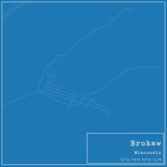 Blueprint US city map of Brokaw, Wisconsin.