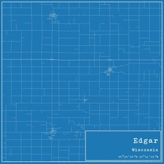 Blueprint US city map of Edgar, Wisconsin.