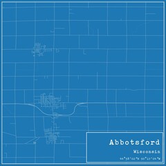 Blueprint US city map of Abbotsford, Wisconsin.