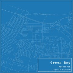 Blueprint US city map of Green Bay, Wisconsin.