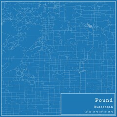 Blueprint US city map of Pound, Wisconsin.