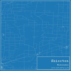 Blueprint US city map of Shiocton, Wisconsin.