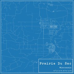 Blueprint US city map of Prairie Du Sac, Wisconsin. - obrazy, fototapety, plakaty