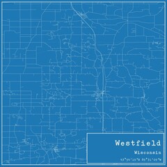 Fototapeta premium Blueprint US city map of Westfield, Wisconsin.