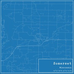 Blueprint US city map of Somerset, Wisconsin.