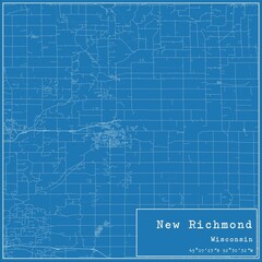 Blueprint US city map of New Richmond, Wisconsin.