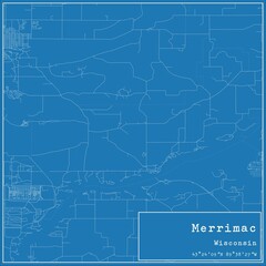 Blueprint US city map of Merrimac, Wisconsin.