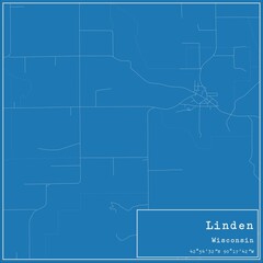 Blueprint US city map of Linden, Wisconsin.