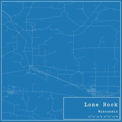 Blueprint US city map of Lone Rock, Wisconsin.