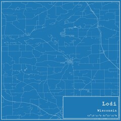 Blueprint US city map of Lodi, Wisconsin.
