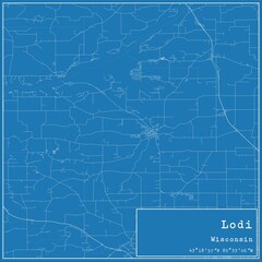Blueprint US city map of Lodi, Wisconsin.