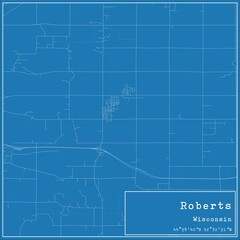 Blueprint US city map of Roberts, Wisconsin.