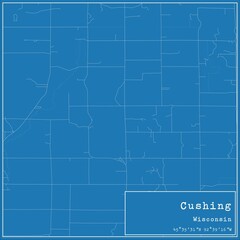 Blueprint US city map of Cushing, Wisconsin.