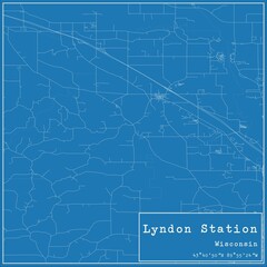 Blueprint US city map of Lyndon Station, Wisconsin.