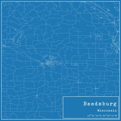 Blueprint US city map of Reedsburg, Wisconsin.