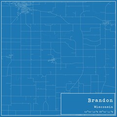 Blueprint US city map of Brandon, Wisconsin.