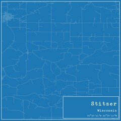 Blueprint US city map of Stitzer, Wisconsin.