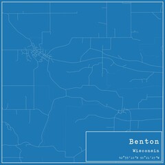 Blueprint US city map of Benton, Wisconsin.