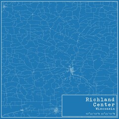 Blueprint US city map of Richland Center, Wisconsin.