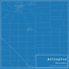 Blueprint US city map of Arlington, Wisconsin.