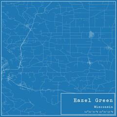 Blueprint US city map of Hazel Green, Wisconsin.