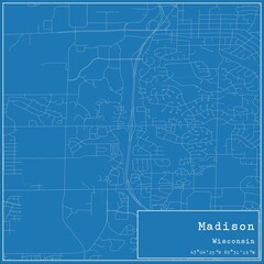 Blueprint US city map of Madison, Wisconsin. - obrazy, fototapety, plakaty