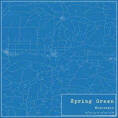 Blueprint US city map of Spring Green, Wisconsin.