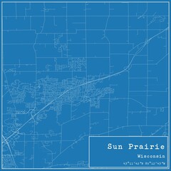 Blueprint US city map of Sun Prairie, Wisconsin. - obrazy, fototapety, plakaty