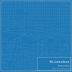 Fototapeta premium Blueprint US city map of Milwaukee, Wisconsin.