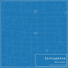 Blueprint US city map of Livingston, Wisconsin.
