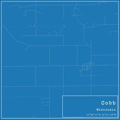 Blueprint US city map of Cobb, Wisconsin.