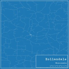 Blueprint US city map of Hollandale, Wisconsin.
