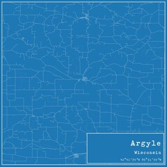 Blueprint US city map of Argyle, Wisconsin.
