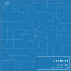 Blueprint US city map of Gratiot, Wisconsin.