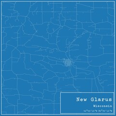 Blueprint US city map of New Glarus, Wisconsin.